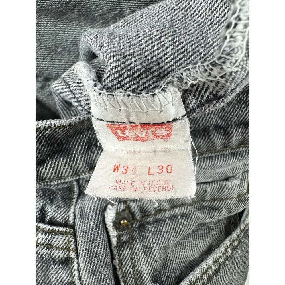 Vintage Levis 505 Charcoal Gray Mens Jeans 34x30 Made in USA Regular Straight